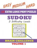 Sudoku 120 Extra Large Print Puzzles - Easy, Medium & Hard. 3 Difficulty Levels.: With solutions. Easy-to-see font, one full page per game. Large size