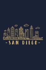 San Diego: San Diego Skyline inspired design. City of California, sights and history. Travel Cityscape.