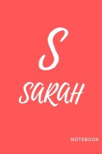 Sarah: simple and basic well designed notebook; red pinky color for females (women and girls) features the letter S and custo