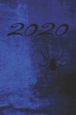 Grand Fantasy Designs: 2020 Kalligrafie Gothic Spinne blau - Tagesplaner 15,24 x 22,86