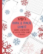 Xmas Paper & Pencil games!: Cute Christmas winter snowflake snowmen travel & activity game book with game instructions! Features 4 in a row, hangm