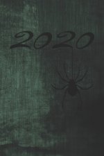 Grand Fantasy Designs: 2020 Kalligrafie Gothic Spinne dunkelgrün - Tagesplaner 15,24 x 22,86