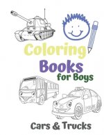 Coloring Books for Boys Cars & Trucks: Awesome Cool Cars And Vehicles: Cool Cars, Trucks, Bikes and Vehicles Coloring Book For Boys Aged 6-12