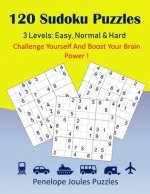 120 Sudoku Puzzles 3 Levels: Easy, Normal & Hard: Challenge Yourself And Boost Your Brain Power!