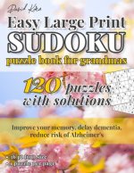 David Karn Easy Large Print Sudoku Puzzle Book for Grandmas: 120 Puzzles With Solutions - Improve your memory, delay dementia, reduce risk of Alzheime