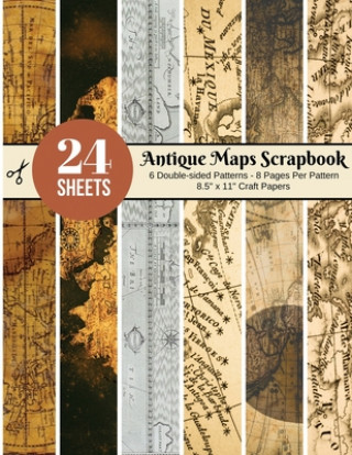 Vintage Maps Scrapbook Paper - 24 Double-sided Craft Patterns: Travel Map Sheets for Papercrafts, Album Scrapbook Cards, Decorative Craft Papers, Back