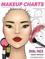 Makeup Charts - Asian Model face with an OVAL shape: 54 Face Charts for Makeup Artists