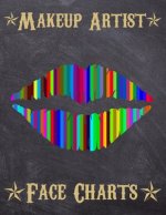 Makeup Artist Face Charts: Makeup cards to paint the face directly on paper with real make-up - Ideal for: professional make-up artists, vloggers
