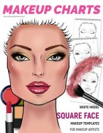 Makeup Charts - Face Charts for Makeup Artists: White Model - SQUARE face shape