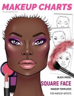 Makeup Charts - Face Charts for Makeup Artists: Black Model - SQUARE face shape