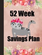 52 Week Savings Plan: Cut and replace expenses with cheap or free alternatives for one year. Create a goal and track progress. Simple way to