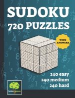 720 Sudoku Puzzles: Easy, Medium, Hard puzzles including instruction and answer keys