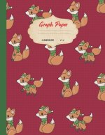 Graph paper: Cute Christmas foxes theme cover. Large US letter 8.5x11. 5x5 engineering 1/2 inch graphing grid.
