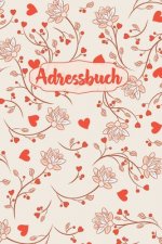 Adressbuch: Kontaktbuch zum Eintragen, für alle Adressen, Telefonnnummern, Mailadressen mit Geburtstagskalender - Herzen Design
