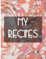 My Recipes: Pink water marbling cover, 64 pages, glossy