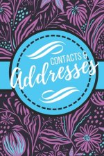 Contacts & Addresses: Blue and Purple Modern Flower Design