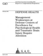 Defense health: management weaknesses at Defense Centers of Excellence for Psychological Health and Traumatic Brain Injury require att