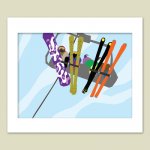 Rocky Mountain Quad Ski Lift Print, 14 X 11