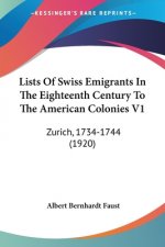 Lists Of Swiss Emigrants In The Eighteenth Century To The American Colonies V1: Zurich, 1734-1744 (1920)