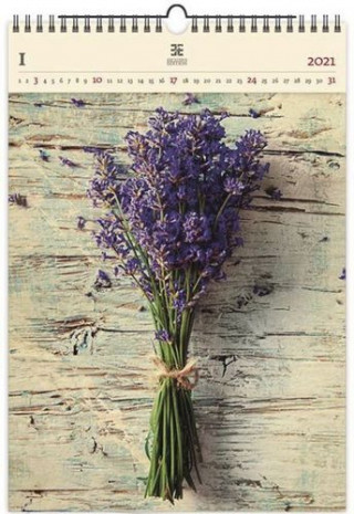 Dřevěný obrazový kalendář 2021 Lavender