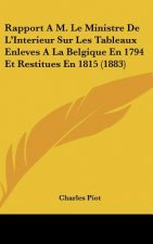 Rapport A M. Le Ministre de L'Interieur Sur Les Tableaux Enleves a la Belgique En 1794 Et Restitues En 1815 (1883)