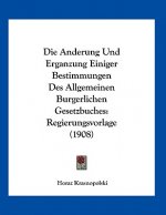 Die Anderung Und Erganzung Einiger Bestimmungen Des Allgemeinen Burgerlichen Gesetzbuches: Regierungsvorlage (1908)