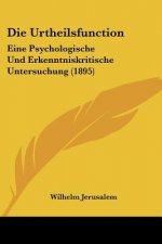 Die Urtheilsfunction: Eine Psychologische Und Erkenntniskritische Untersuchung (1895)