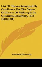 List of Theses Submitted by Candidates for the Degree of Doctor of Philosophy in Columbia University, 1872-1910 (1910)