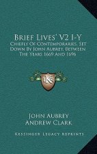 Brief Lives' V2 I-Y: Chiefly of Contemporaries, Set Down by John Aubrey, Between the Years 1669 and 1696