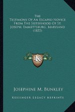 The Testimony of an Escaped Novice from the Sisterhood of Stthe Testimony of an Escaped Novice from the Sisterhood of St. Joseph, Emmettsburg, Marylan