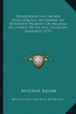 Dissertation Sur L'Aether Dans Laquelle On Examine Les Differents Produits Du Melange De L'Espirit De Vin Avec Les Acides Mineraux (1757)