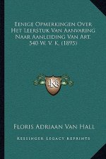 Eenige Opmerkingen Over Het Leerstuk Van Aanvaring Naar Aanleiding Van Art. 540 W. V. K. (1895)