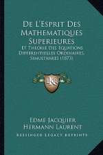 De L'Esprit Des Mathematiques Superieures: Et Theorie Des Equations Differentielles Ordinaires, Simultanees (1873)