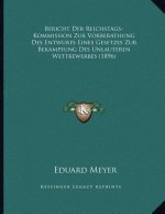 Bericht Der Reichstags-Kommission Zur Vorberathung Des Entwurfs Eines Gesetzes Zur Bekampfung Des Unlauteren Wettbewerbes (1896)