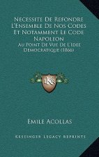 Necessite de Refondre L'Ensemble de Nos Codes Et Notamment Le Code Napoleon: Au Point de Vue de L'Idee Democratique (1866)