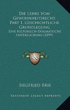 Die Lehre Vom Gewohnheitsrecht, Part 1, Geschichtliche Grundlegung: Eine Historisch-Dogmatische Untersuchung (1899)