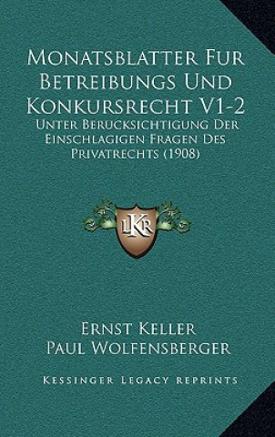 Monatsblatter Fur Betreibungs Und Konkursrecht V1-2: Unter Berucksichtigung Der Einschlagigen Fragen Des Privatrechts (1908)