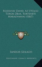 Rozsnyay David, Az Utolso Torok Deak, Torteneti Maradvanyai (1867)