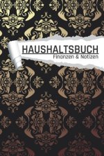 Haushaltsbuch: Retro Ornament Gold I Einnahmen planen u. Ausgaben sparen I DIN A5 I 120 Seiten I Undatiert I 52 Wochen I Fixkosten I