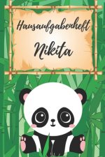 Hausaufgabenheft Nikita: personalisiertes Panda Hausaufgabenheft / Schülerplaner für 1 Schuljahr mit Wochenübersicht / mit 2x Stundenplan / DIN
