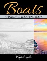 Boats Grayscale Coloring Book: Adult Coloring Book. Beautiful Images of Small Boats on the Beach.