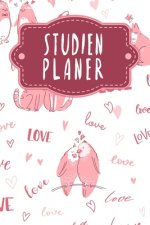 Studienplaner: Semesterplaner für Studenten und Schüler mit Stundenplan für 4 Semester - Motiv: Liebende Tiere