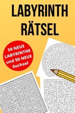 Labyrinth Rätsel: 50 Labyrinthe und 50 Wortsuchrätsel (Suchsel) für groß und klein - 100 Seiten Rätselspaß für die ganze Familie