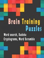 Brain Training Puzzles: Puzzle Activity Book for Adults, 180+ Large Print Assorted Puzzle Book - Word search, Sudoku, Cryptograms, Word Scramb
