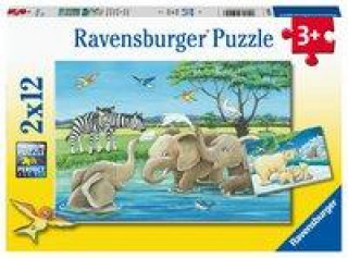 Ravensburger Kinderpuzzle - 05095 Tierkinder aus aller Welt - Puzzle für Kinder ab 3 Jahren, mit 2x12 Teilen