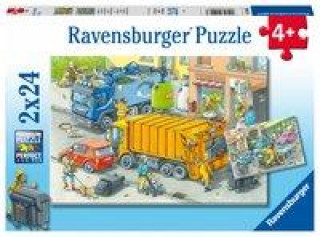 Ravensburger Kinderpuzzle - 05096 Müllabfuhr und Abschleppwagen - Puzzle für Kinder ab 4 Jahren, mit 2x24 Teilen