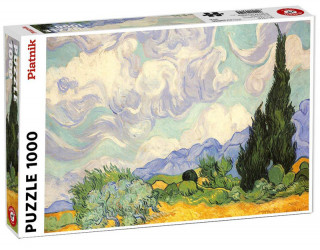 Puzzle Van Gogh, Pšeničné pole s cypřiši 1000 dílků