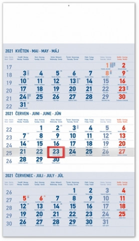 Nástěnný kalendář 3měsíční standard modrý