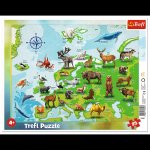 Puzzle Mapa Evropy se zvířátky