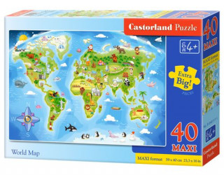 Puzzle 40 maxi Mapa świata